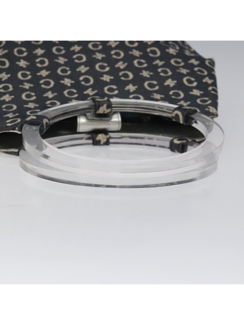 Authentic CELINE C Sulky Circle Shoulder Bag Canvas Navy Clear - Picture 14 of 16